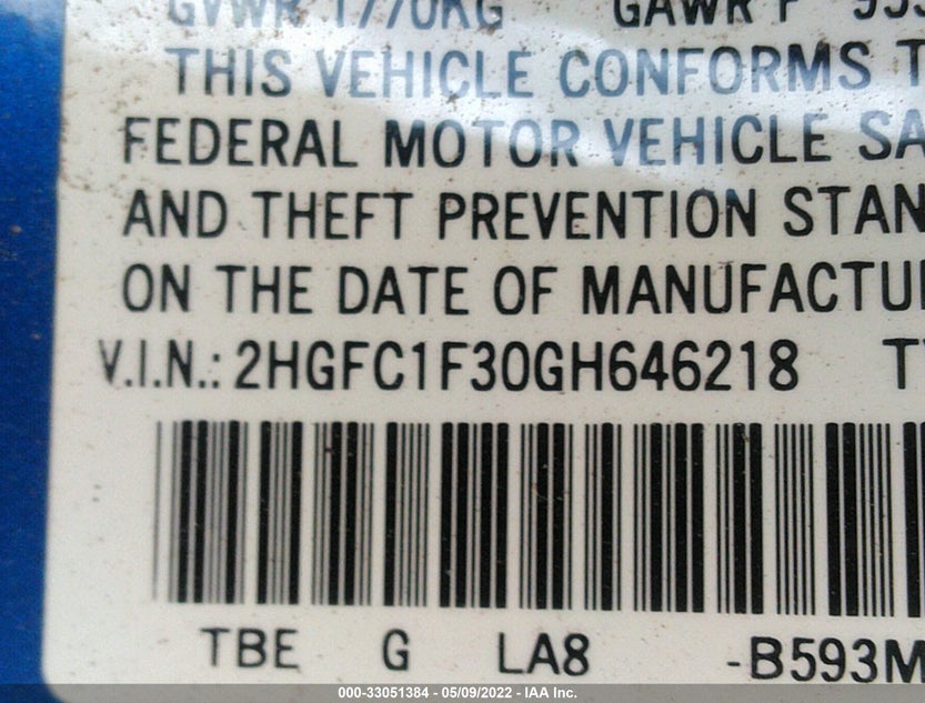 2HGFC1F30GH646218