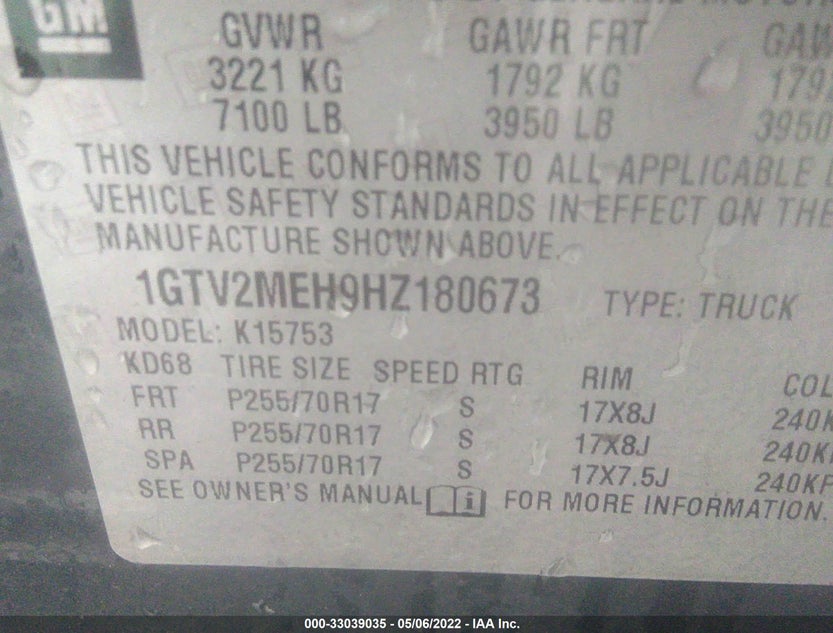 1GTV2MEH9HZ180673