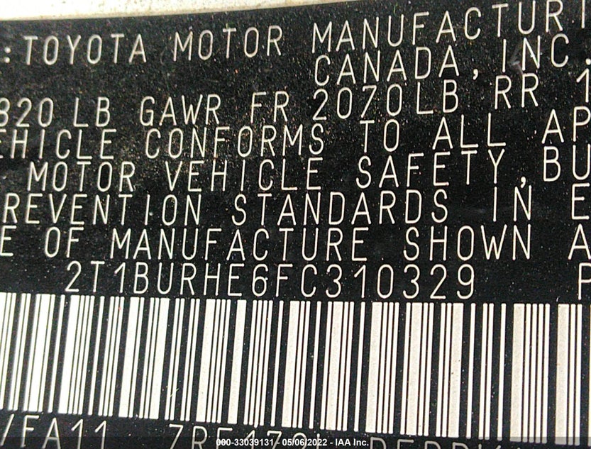 2T1BURHE6FC310329
