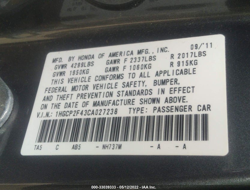 1HGCP2F43CA027238
