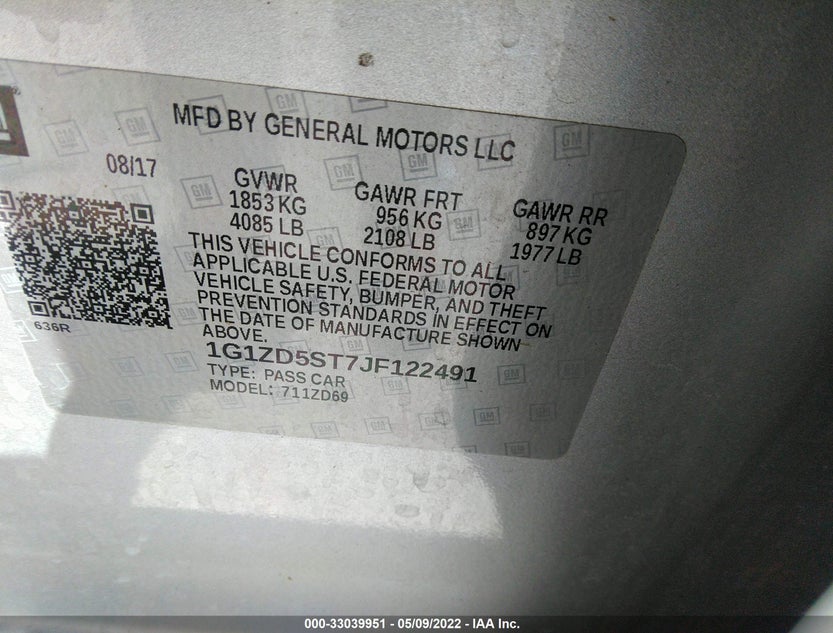 1G1ZD5ST7JF122491