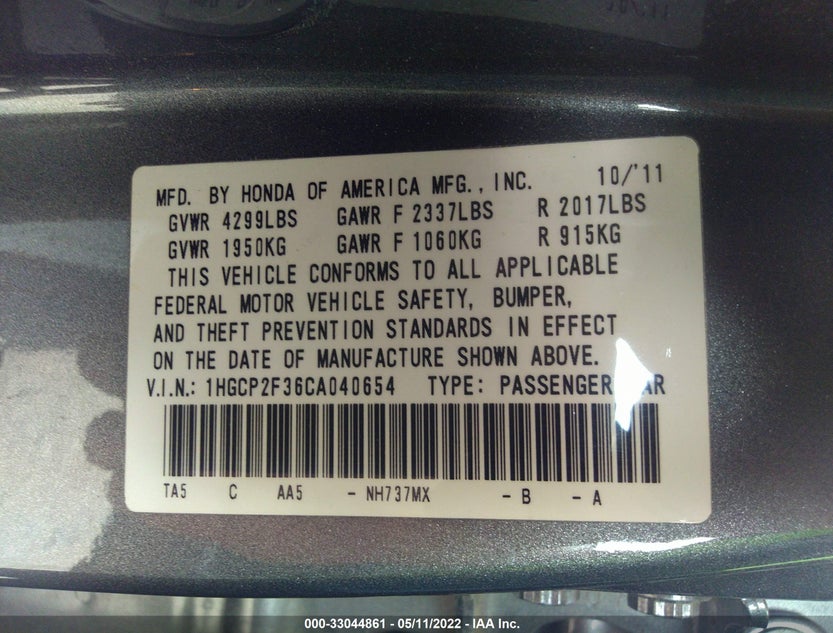 1HGCP2F36CA040654
