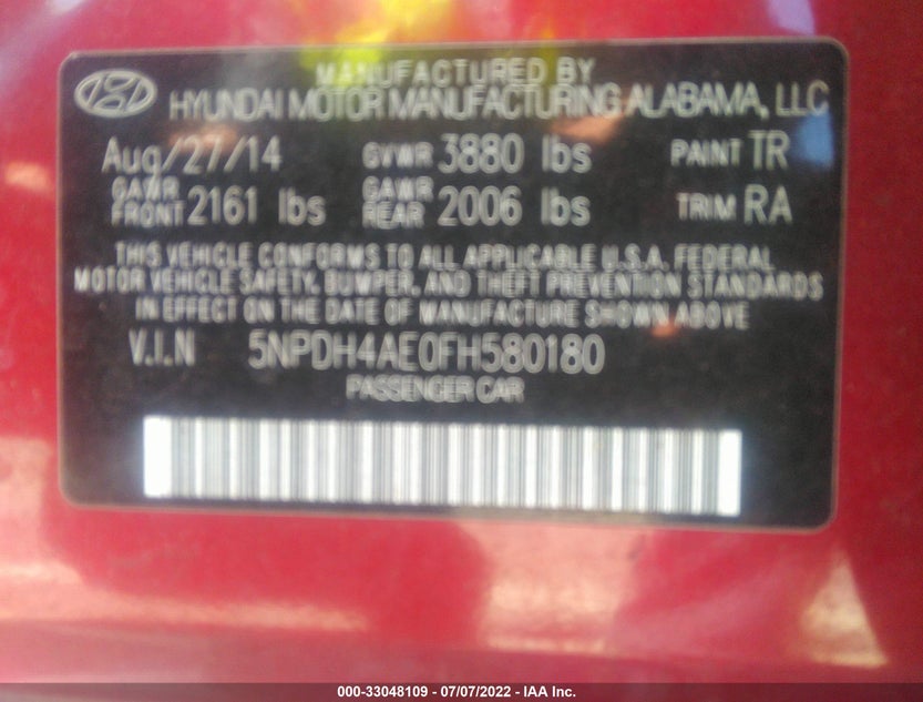 5NPDH4AE0FH580180