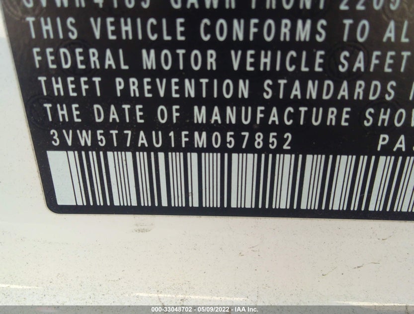 3VW5T7AU1FM057852