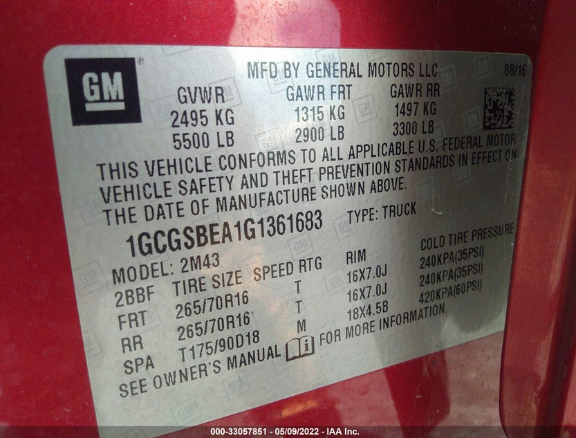 1GCGSBEA1G1361683