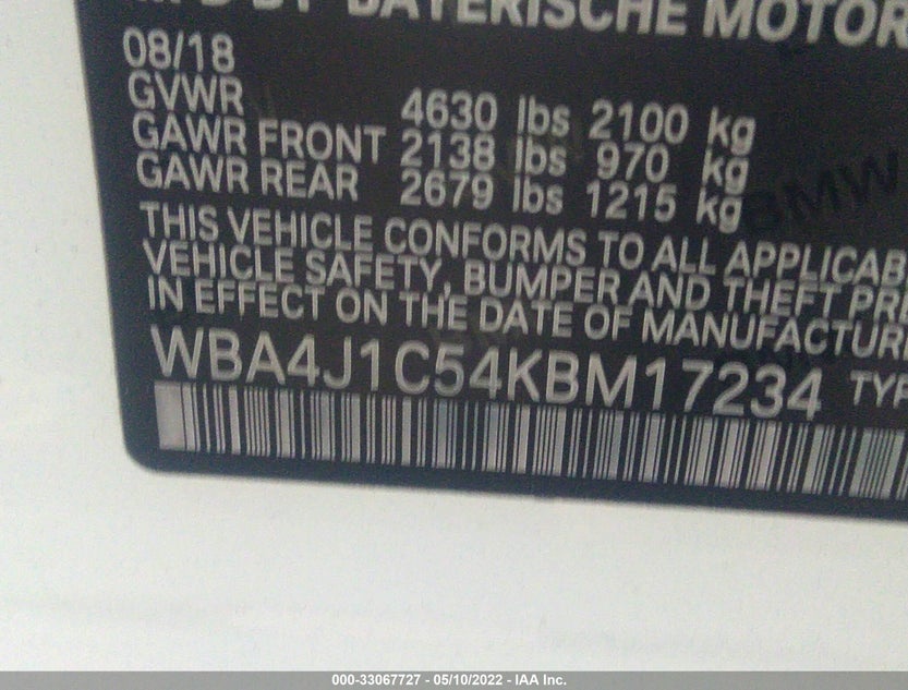 WBA4J1C54KBM17234