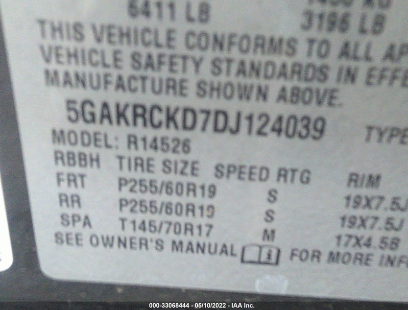 5GAKRCKD7DJ124039
