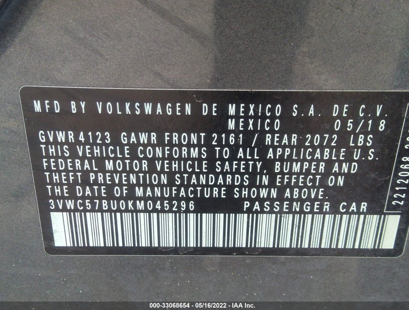 3VWC57BU0KM045296
