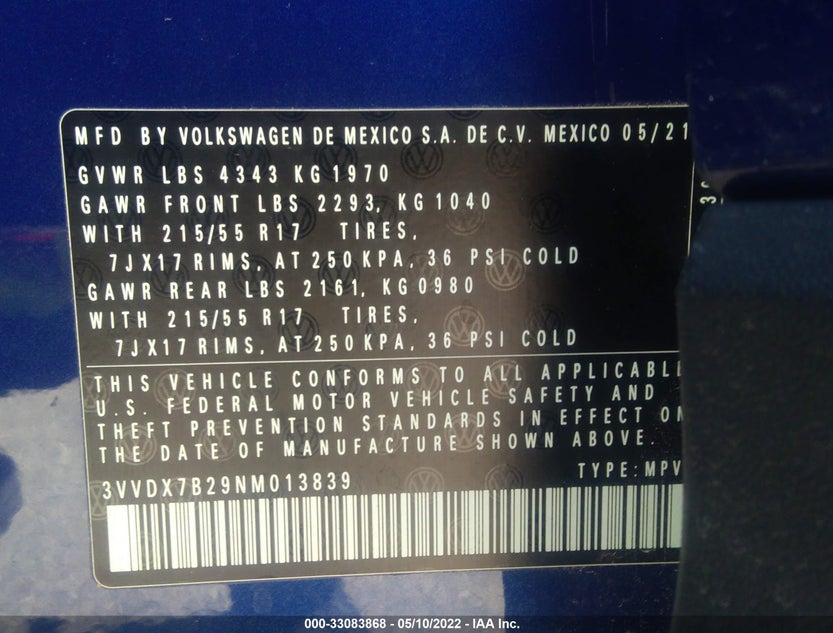 3VVDX7B29NM013839