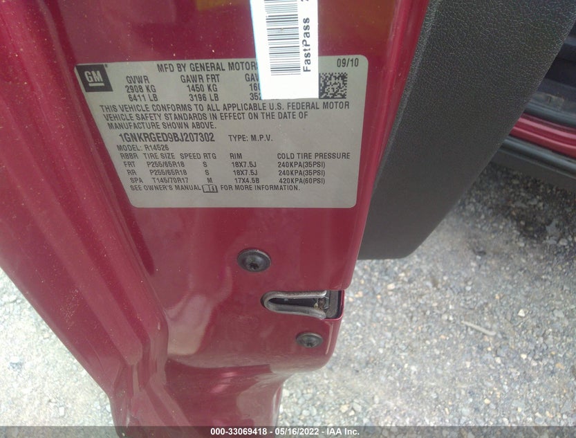 1GNKRGED9BJ207302
