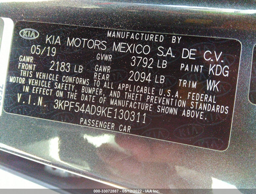 3KPF54AD9KE130311
