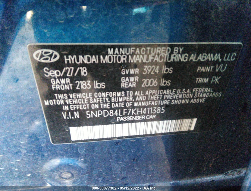 5NPD84LF7KH411385