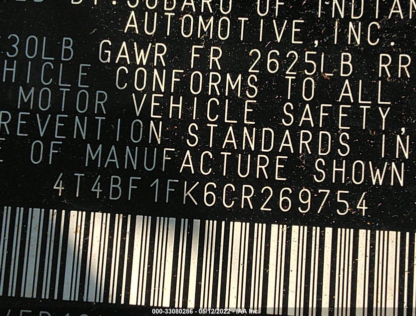 4T4BF1FK6CR269754
