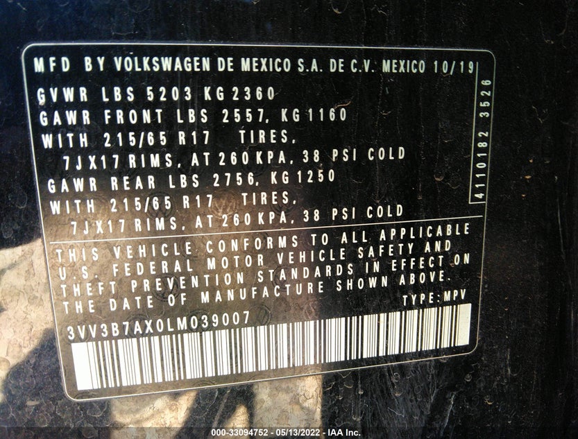 3VV3B7AX0LM039007