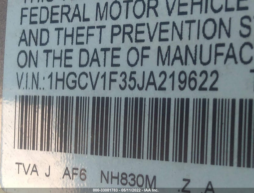 1HGCV1F35JA219622