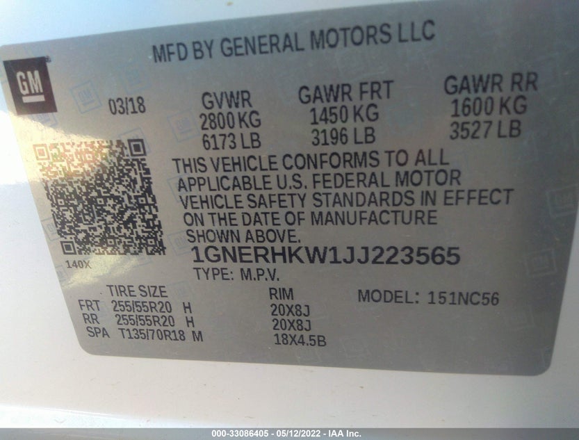 1GNERHKW1JJ223565