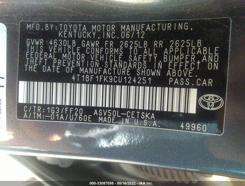 4T1BF1FK9CU124251