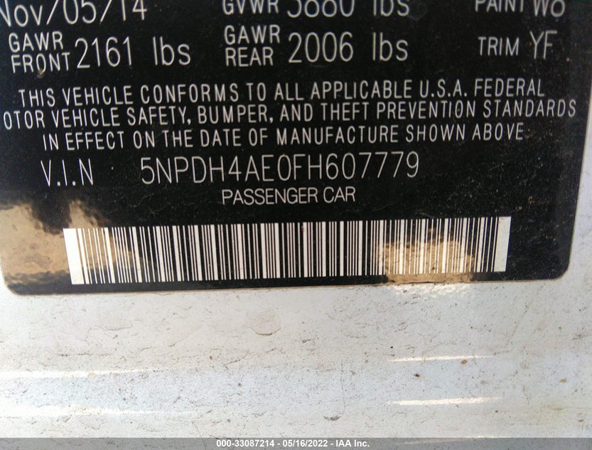 5NPDH4AE0FH607779