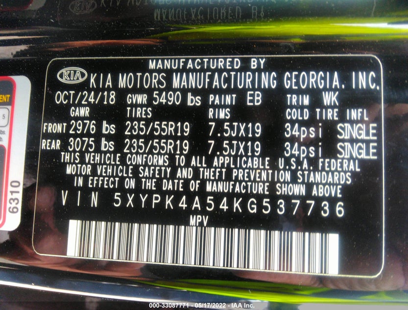 5XYPK4A54KG537736
