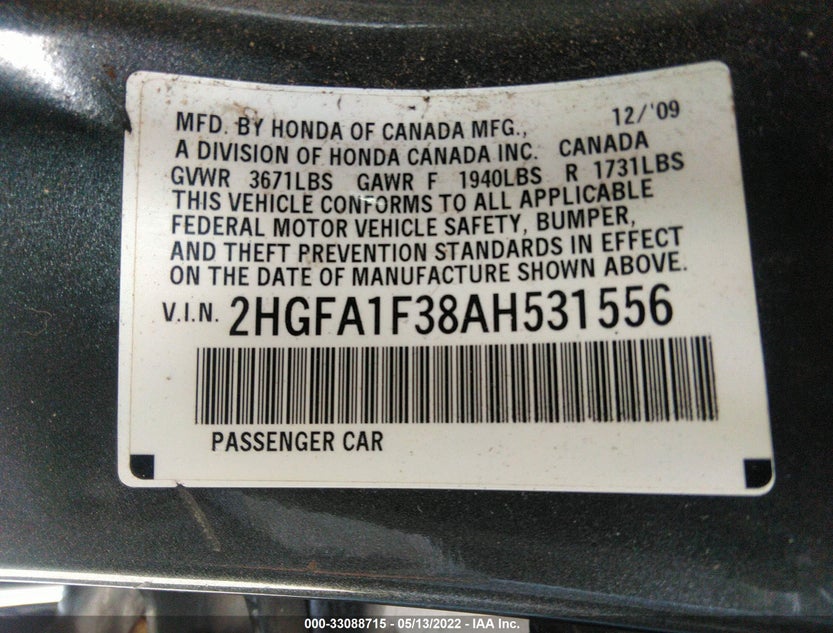 2HGFA1F38AH531556