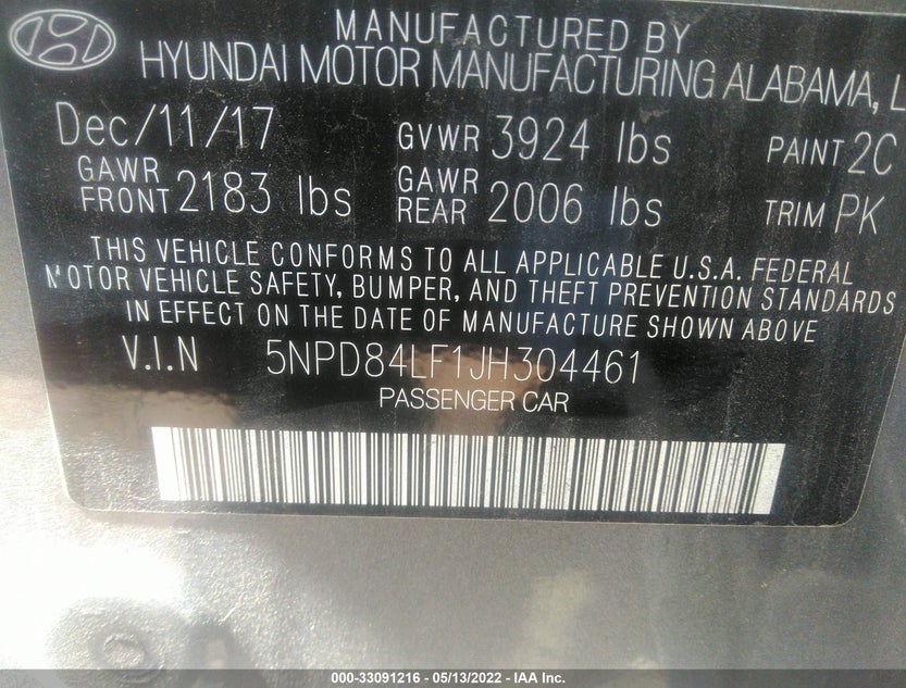 5NPD84LF1JH304461