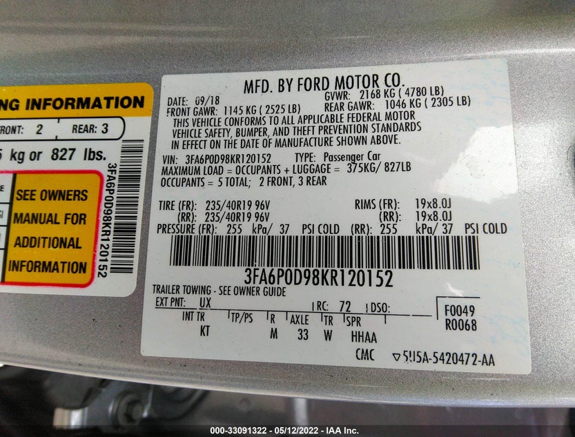 3FA6P0D98KR120152