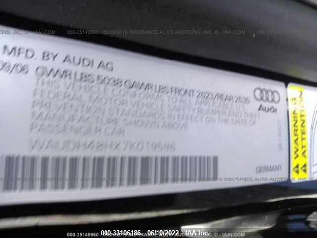 2007 Audi A4 3.2 VIN: WAUDH48HX7K019596 Lot: 33106186