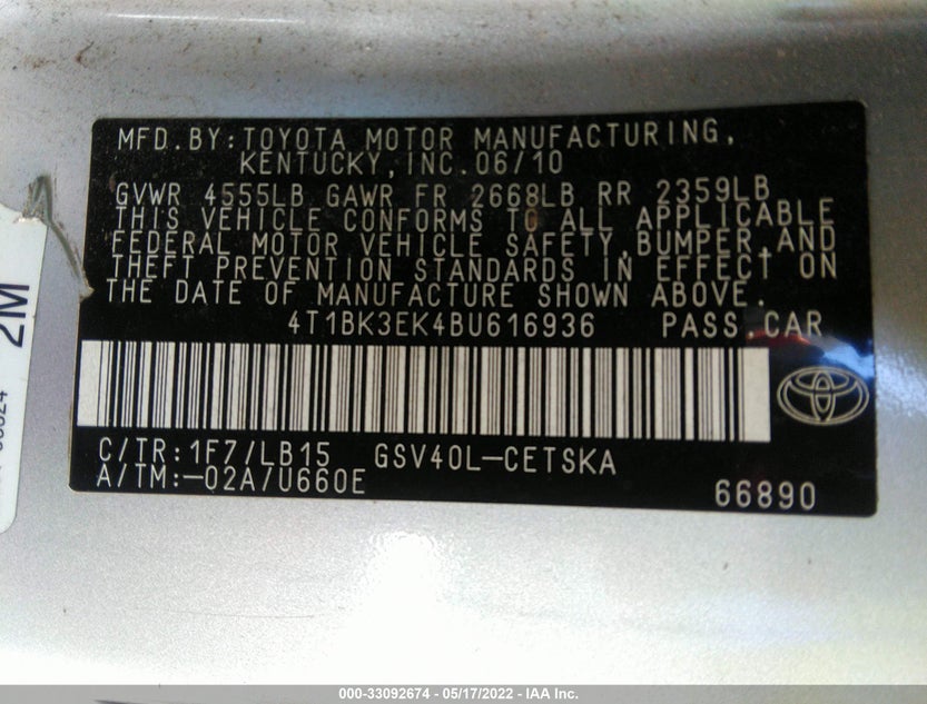 4T1BK3EK4BU616936