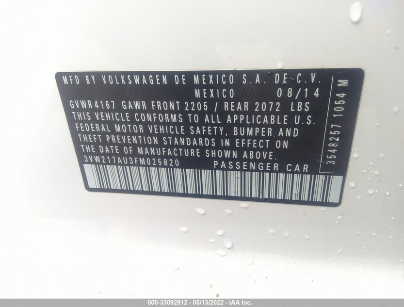 3VW217AU3FM025820