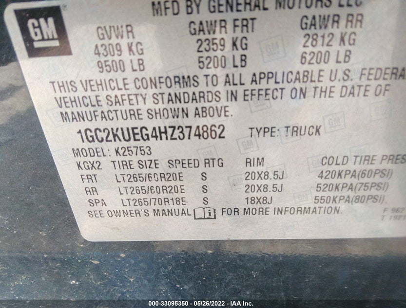 1GC2KUEG4HZ374862