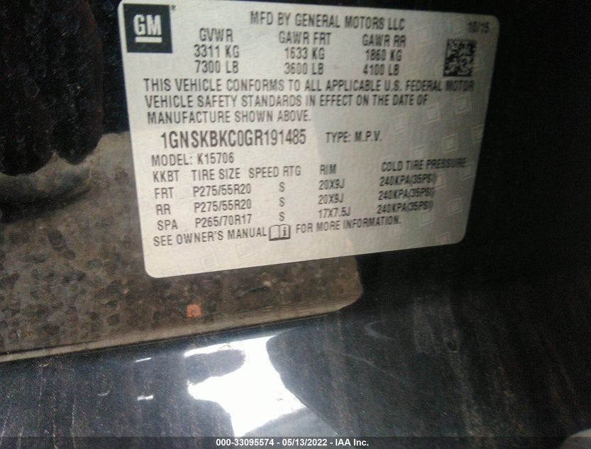 1GNSKBKC0GR191485