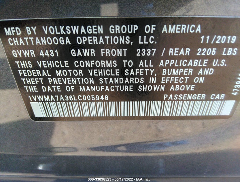 1VWMA7A36LC005946
