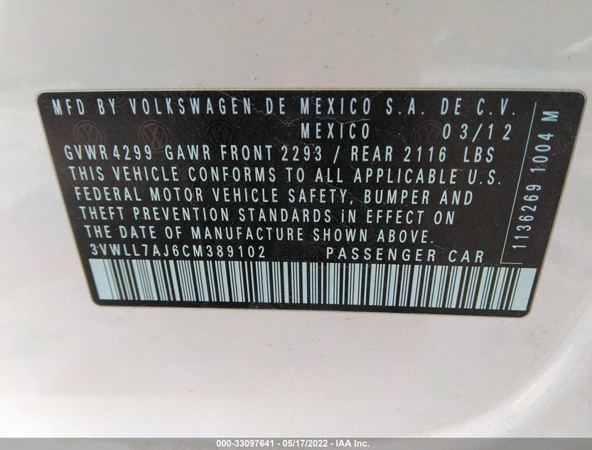 3VWLL7AJ6CM389102