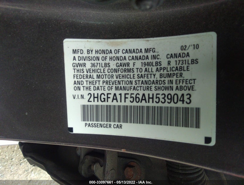 2HGFA1F56AH539043