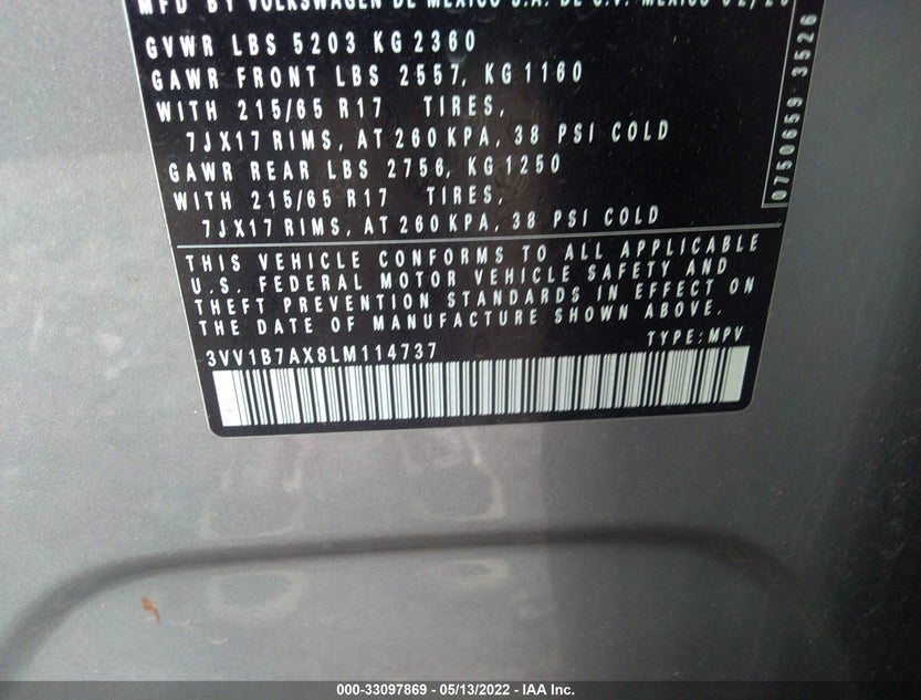 3VV1B7AX8LM114737