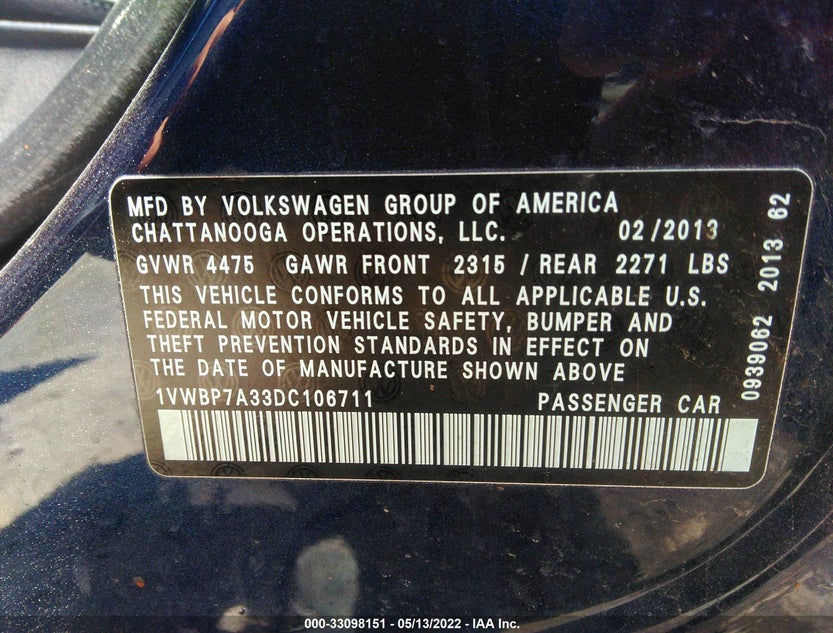 1VWBP7A33DC106711
