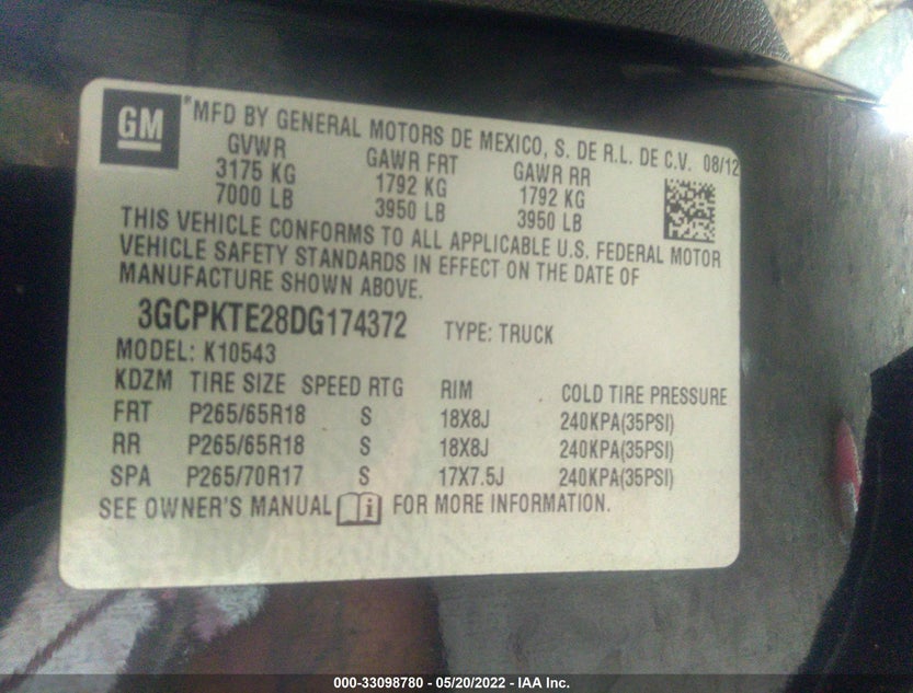 3GCPKTE28DG174372