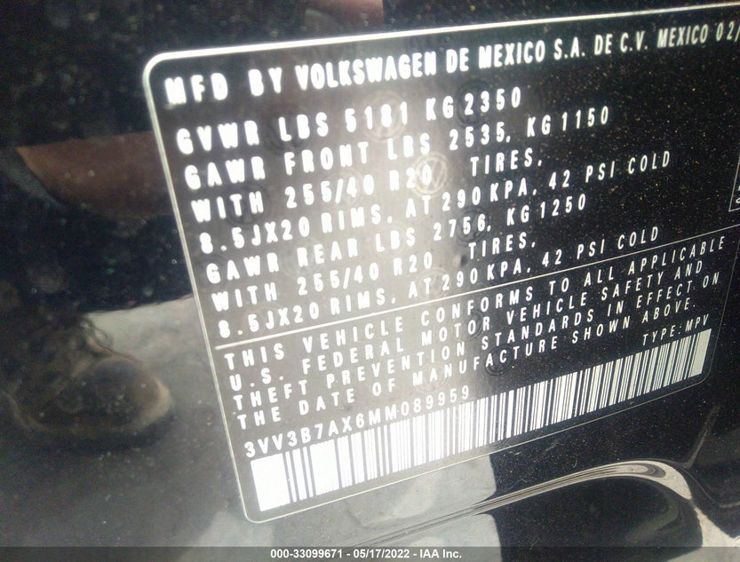 3VV3B7AX6MM089959