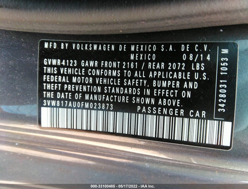3VW817AU0FM023873