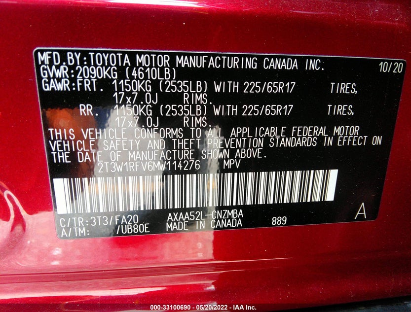 2T3W1RFV6MW114276