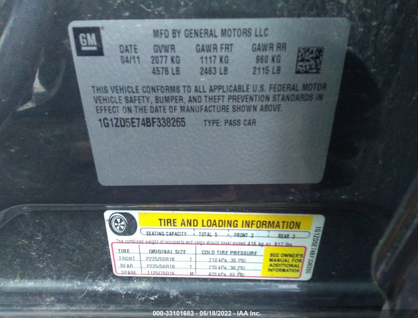 1G1ZD5E74BF338265