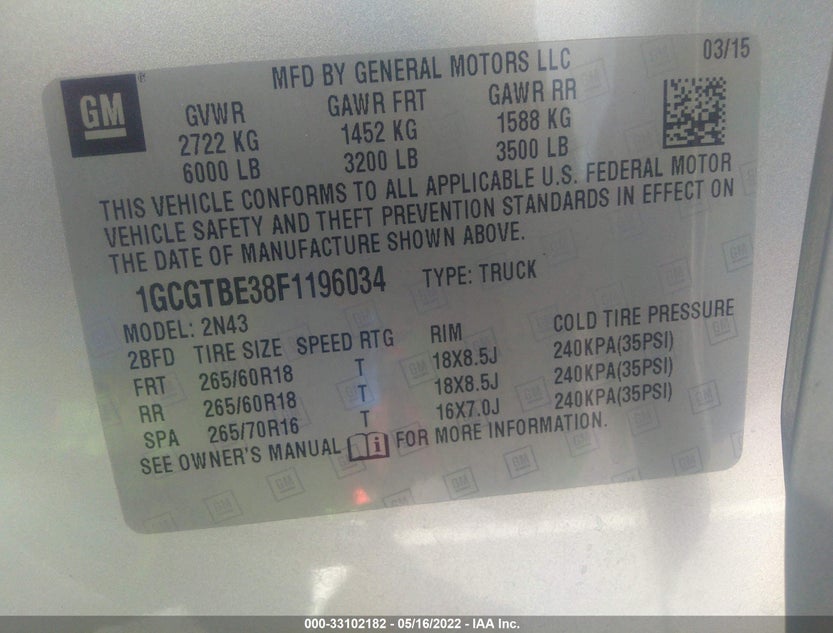 1GCGTBE38F1196034