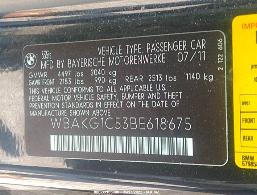 WBAKG1C53BE618675