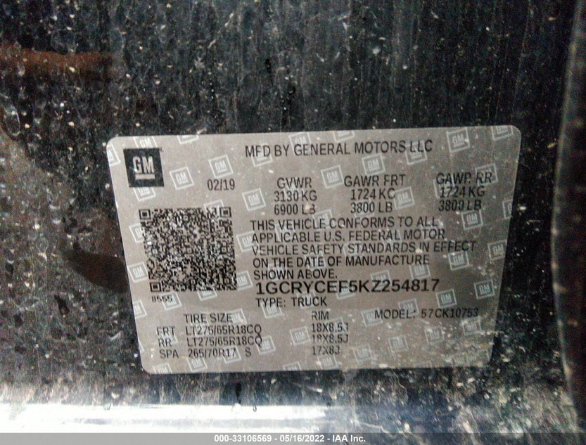 1GCRYCEF5KZ254817