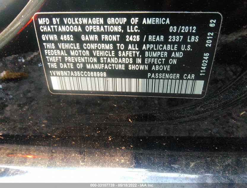 1VWBN7A35CC068998