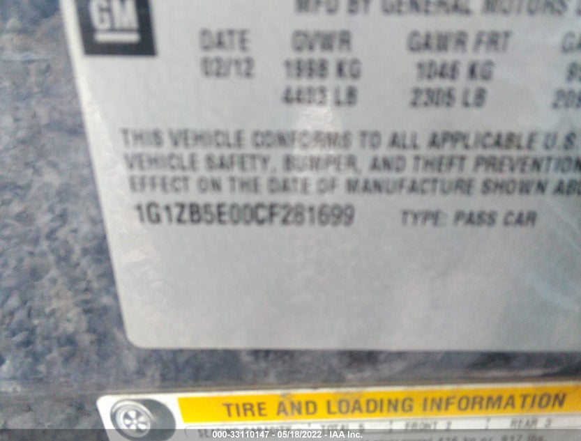 1G1ZB5E00CF281699