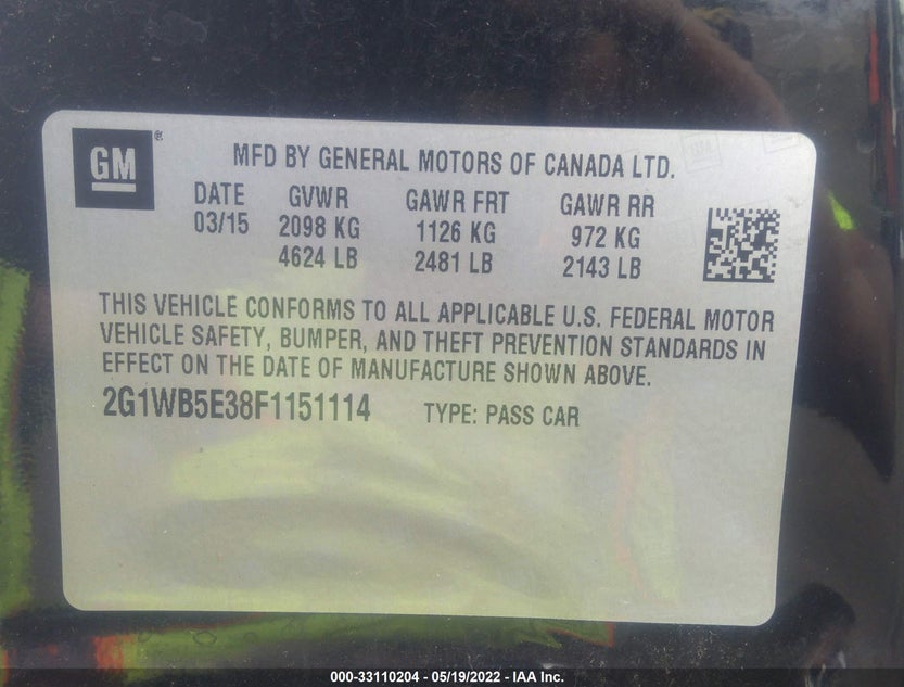 2G1WB5E38F1151114