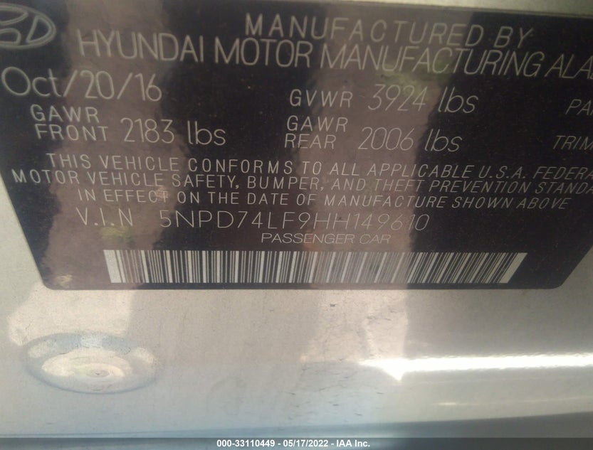 5NPD74LF9HH149610