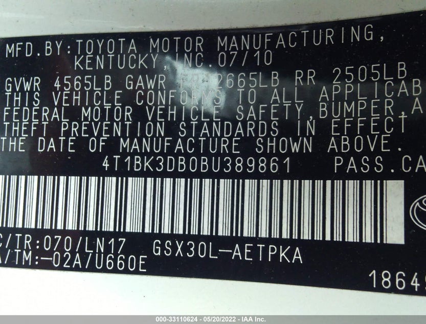 4T1BK3DB0BU389861
