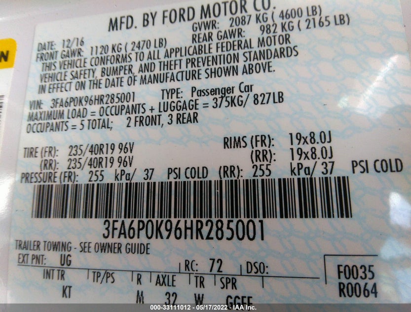 3FA6P0K96HR285001